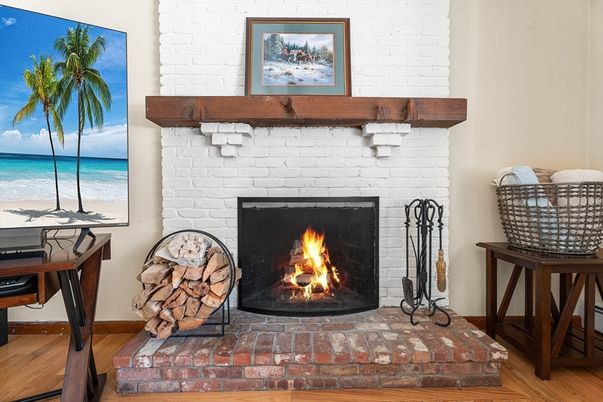 Fireplace, Interior, Stone Walls, Wood Texture Flooring