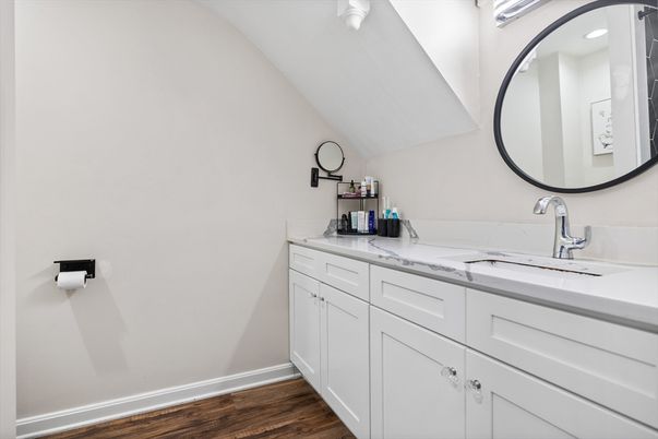 Bathroom, Dual Sink Vanities, Interior, Wood Texture Flooring