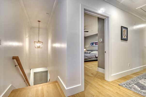 Bedroom, Interior, Pendant Lights, Wood Texture Flooring