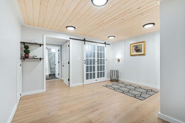 Interior, Recessed Lighting, Wooden Ceilings, Wood Texture Flooring