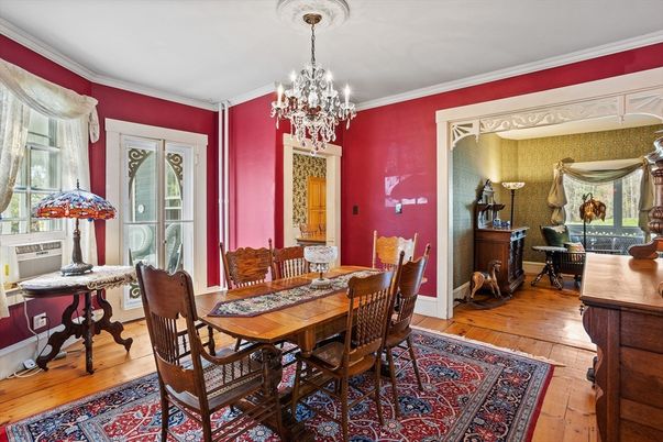 Chandelier, Dining room, Interior, Wood Texture Flooring