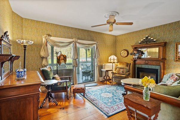 Fireplace, Home Office, Interior, Living room, Wood Texture Flooring