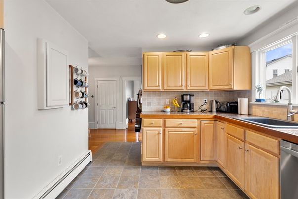 Interior, Kitchen, Recessed Lighting, Wood Texture Flooring