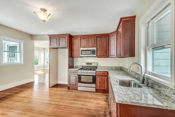 Interior, Kitchen, Stainless Steel Appliances, Wood Texture Flooring