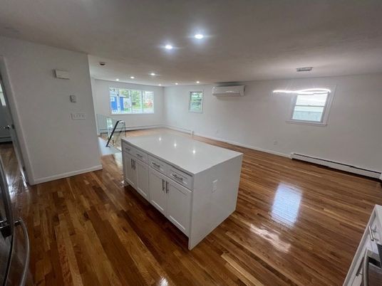 Interior, Kitchen, Pendant Lights, Recessed Lighting, Wood Texture Flooring