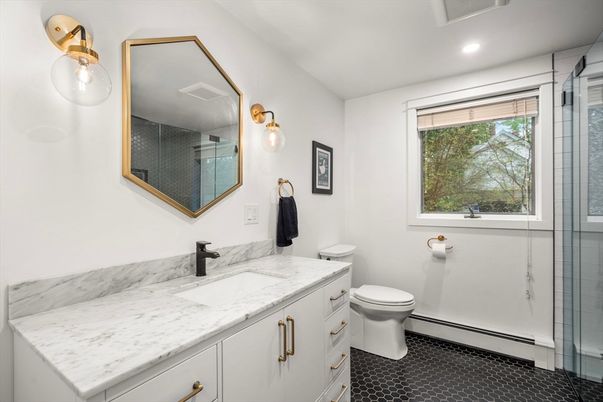 Bathroom, Glass Shower, Interior, Recessed Lighting
