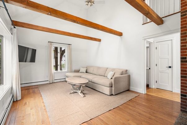 Interior, Stone Walls, Wooden Beams, Wood Texture Flooring