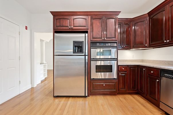 Interior, Kitchen, Stainless Steel Appliances, Wood Texture Flooring
