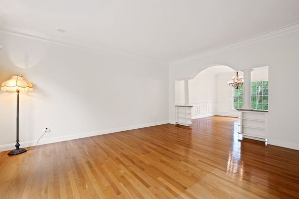 Chandelier, Empty room, Interior, Wood Texture Flooring