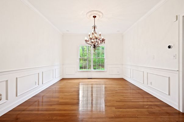 Chandelier, Empty room, Interior, Wood Texture Flooring