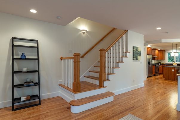 Interior, Kitchen, Pendant Lights, Recessed Lighting, Wood Texture Flooring