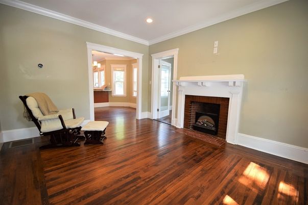 Fireplace, Interior, Recessed Lighting, Wood Texture Flooring