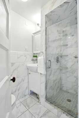 Bathroom, Glass Shower, Interior, Marble, Marble Walls