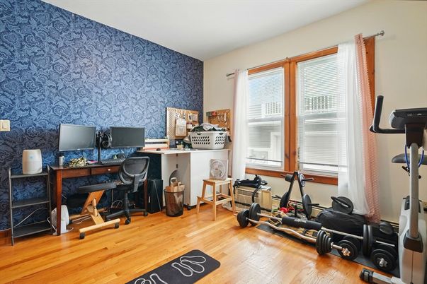 Fitness Equipment, Home Office, Interior, Wood Texture Flooring