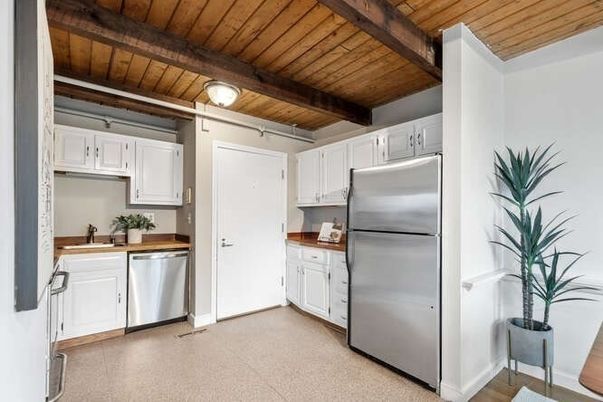 Interior, Kitchen, Stainless Steel Appliances, Wooden Beams, Wooden Ceilings, Wood Texture Flooring