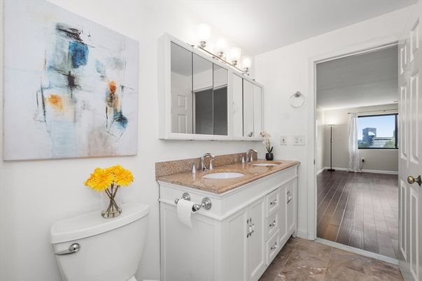 Bathroom, Dual Sink Vanities, Interior, Wood Texture Flooring
