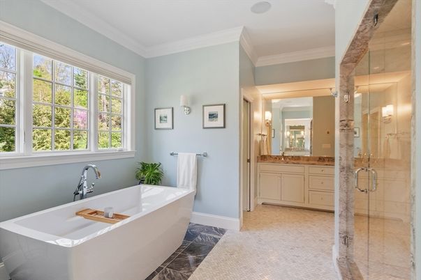 Bathroom, Dual Sink Vanities, Free Standing Baths, Glass Shower, Interior