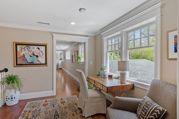 Home Office, Interior, Recessed Lighting, Wood Texture Flooring