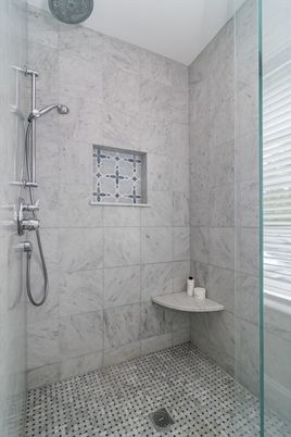 Bathroom, Glass Shower, Interior, Marble Walls