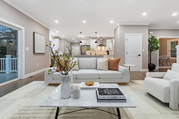 Interior, Kitchen, Living room, Pendant Lights, Recessed Lighting, Stainless Steel Appliances, Wood Texture Flooring