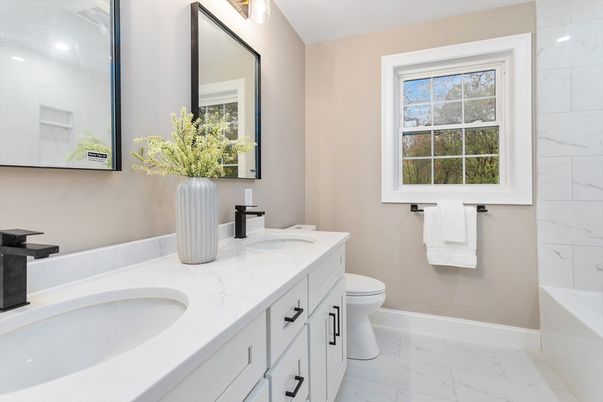 Bathroom, Dual Sink Vanities, Interior, Marble, Marble Walls