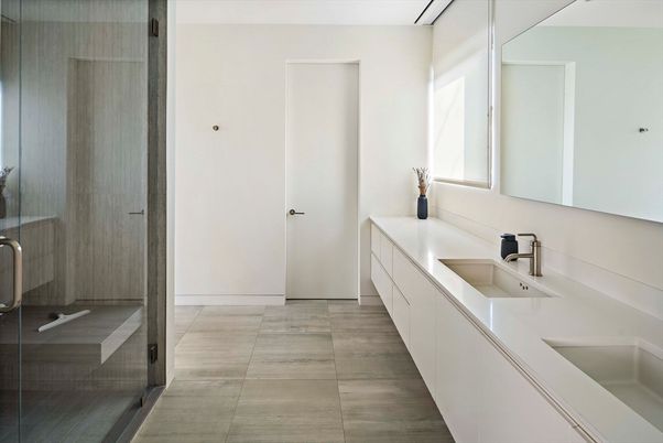 Bathroom, Dual Sink Vanities, Glass Shower, Interior