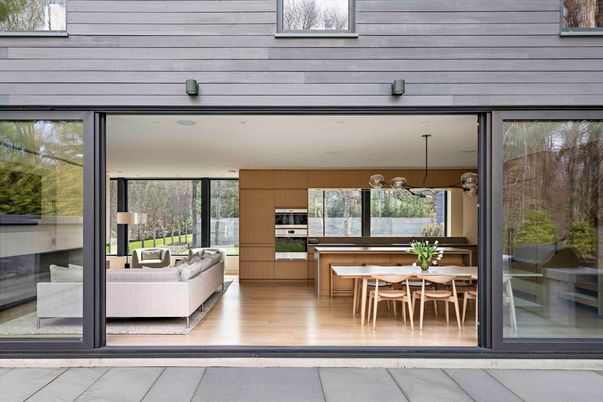 Dining room, Interior, Kitchen, Living room, Pendant Lights, Stainless Steel Appliances, Wood Texture Flooring