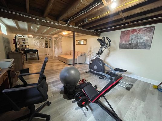 Fitness Equipment, Interior, Wooden Beams, Wooden Ceilings, Wood Texture Flooring
