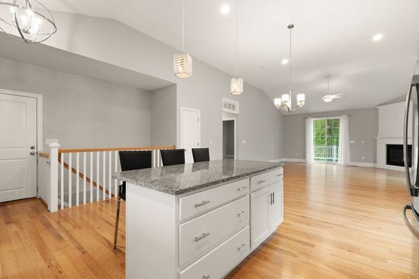 Interior, Kitchen, Pendant Lights, Recessed Lighting, Wood Texture Flooring