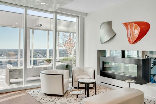 Fireplace, Interior, Recessed Lighting, Wood Texture Flooring