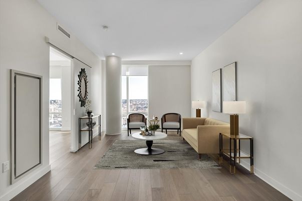 Interior, Living room, Recessed Lighting, Wood Texture Flooring