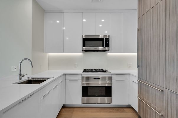 Interior, Kitchen, Stainless Steel Appliances, Wood Texture Flooring