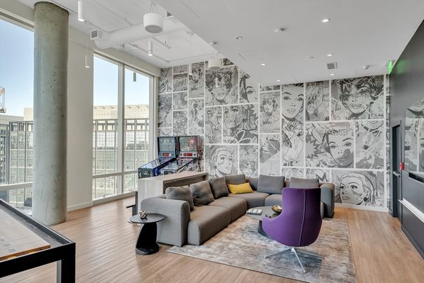 Interior, Living room, Marble Walls, Recessed Lighting, Wood Texture Flooring