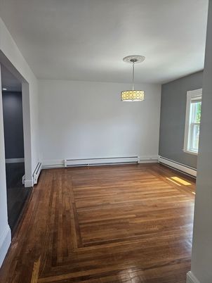 Empty room, Interior, Pendant Lights, Wood Texture Flooring