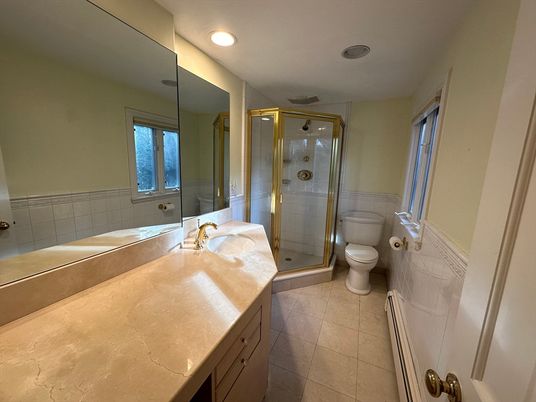 Bathroom, Glass Shower, Interior, Recessed Lighting