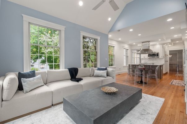 Interior, Kitchen, Living room, Recessed Lighting, Stainless Steel Appliances, Wood Texture Flooring