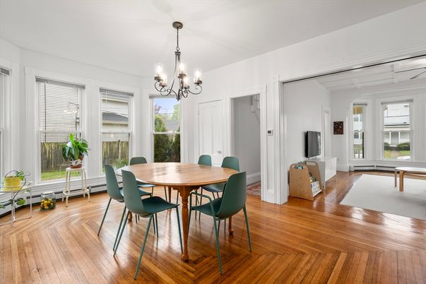 Chandelier, Dining room, Interior, Wood Texture Flooring