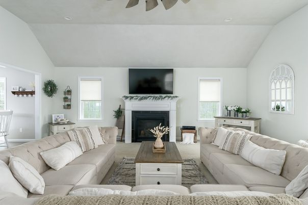 Fireplace, Interior, Living room, Recessed Lighting