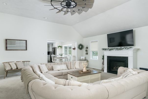 Fireplace, Interior, Living room, Recessed Lighting