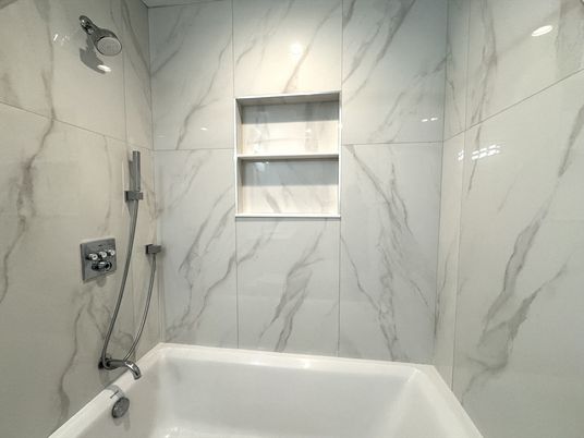 Bathroom, Glass Shower, Interior, Marble Walls