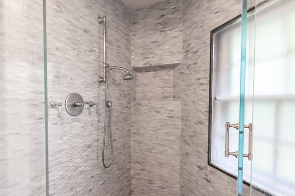 Bathroom, Glass Shower, Interior, Marble Walls