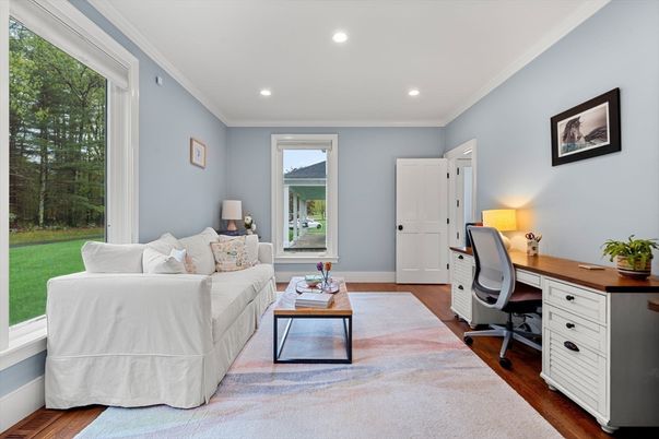 Home Office, Interior, Recessed Lighting, Wood Texture Flooring