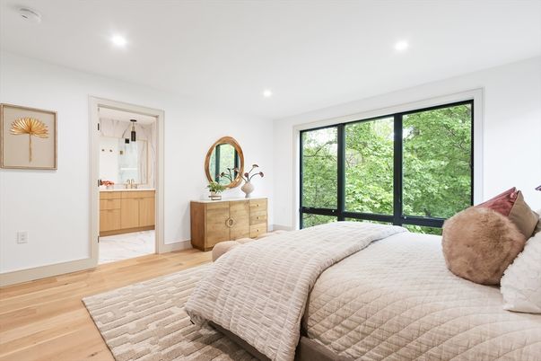 Bedroom, Interior, Marble, Recessed Lighting, Wood Texture Flooring