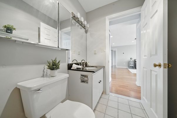 Bathroom, Interior, Recessed Lighting, Wood Texture Flooring