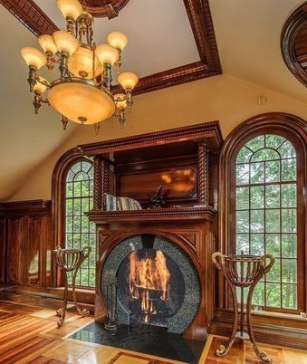 Chandelier, Fireplace, Interior, Piano, Wood Texture Flooring