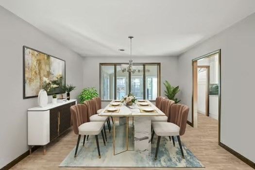 Chandelier, Dining room, Interior, Pendant Lights, Wood Texture Flooring