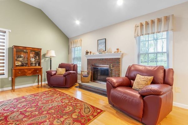 Fireplace, Interior, Recessed Lighting, Wood Texture Flooring