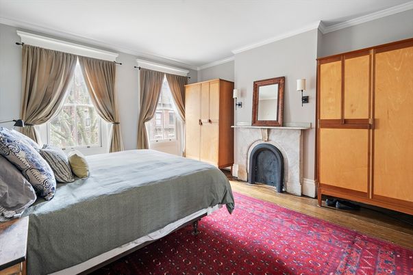 Bedroom, Fireplace, Interior, Wood Texture Flooring
