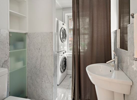 Bathroom, Interior, Marble Walls, Utility Closets, Washer