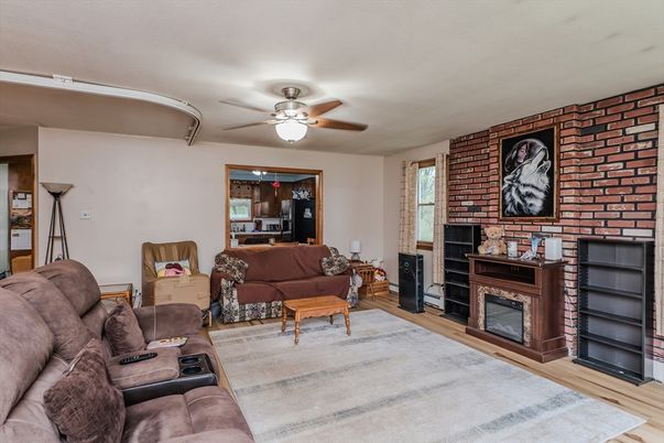 Interior, Living room, Stone Walls, Wood Texture Flooring